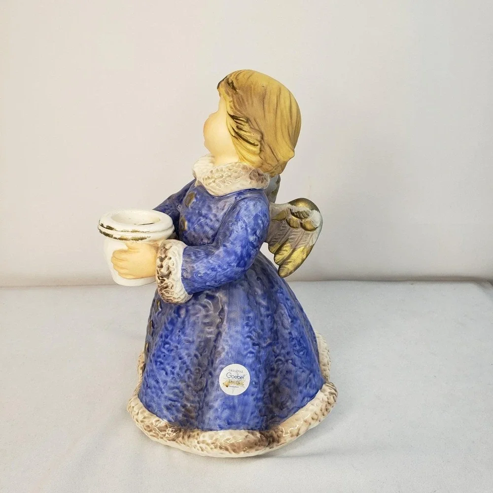 Goebel Handarbeit Large Angel W Germany 42 329 22 Blue Candleholder Frobek 8.75" - Picture 8 of 12
